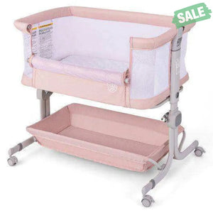 Baby Bassinet Bedside Sleeper with 6-Level Adjustable Height-Beige Bassinets & Bedside Sleepers