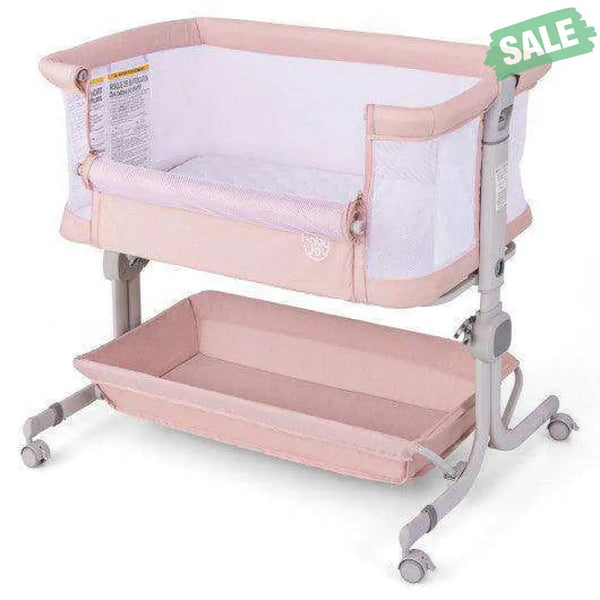 Baby Bassinet Bedside Sleeper with 6-Level Adjustable Height-Beige Bassinets & Bedside Sleepers