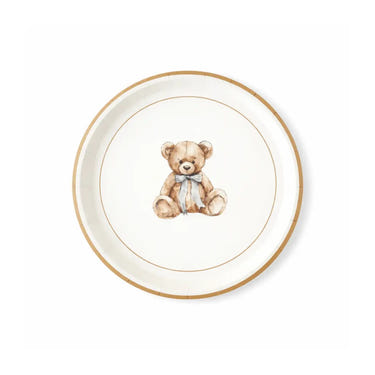 Baby Bear Plush Light Blue Dessert Plates, 12pcs
