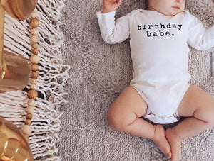 Birthday Babe Organic Bodysuit Long Sleeve