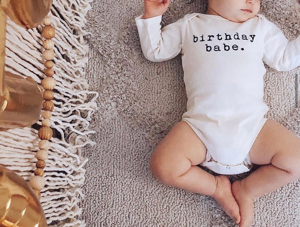Birthday Babe Organic Bodysuit Long Sleeve