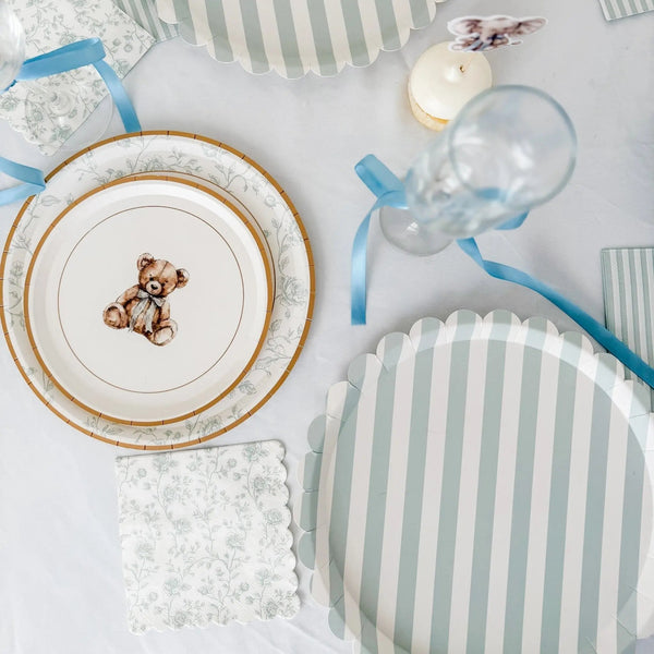 Baby Shower Toile Light Blue Salad Plate, 12pcs