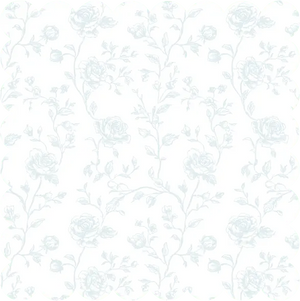 Baby Blue Floral Toile Scalloped Cocktail Napkins, 12pcs