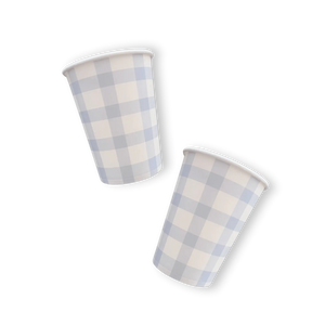 Baby Blue Gingham Paper Party Cups, 9 oz (12 Pack)