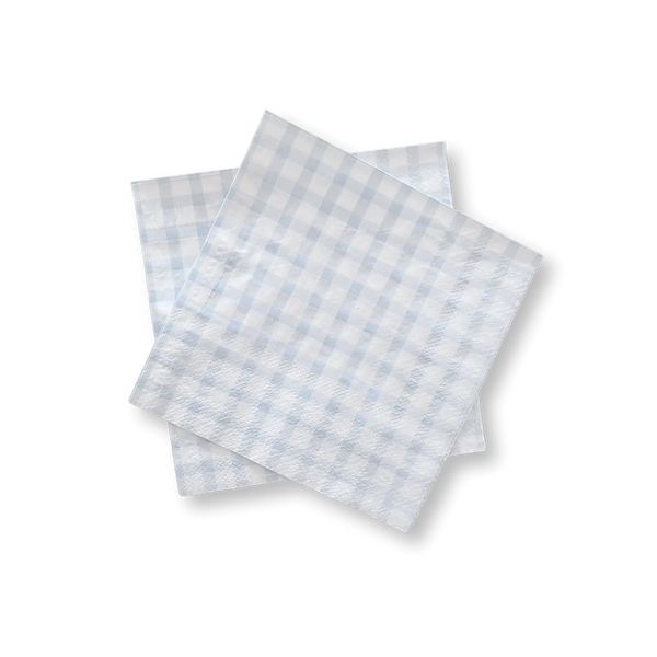 Baby Blue Small Gingham Cocktail Napkins (24pcs)