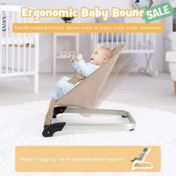 Baby Bouncer Seat with Aluminum and Metal Frame-Light Gray Light Gray Baby Bouncer & Rocker