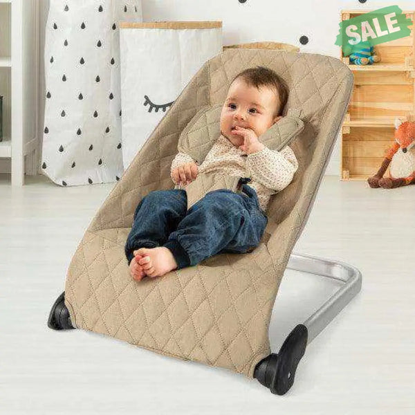 Baby Bouncer Seat with Aluminum and Metal Frame-Light Gray Light Gray Baby Bouncer & Rocker