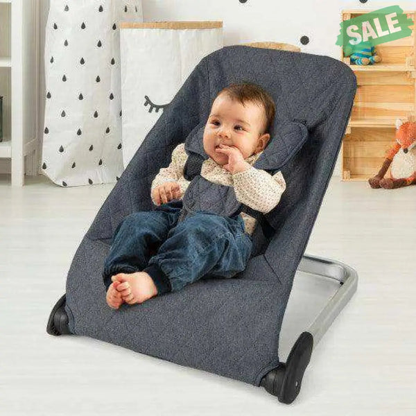 Baby Bouncer Seat with Aluminum and Metal Frame-Light Gray Light Gray Baby Bouncer & Rocker