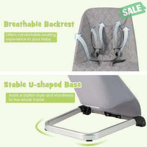 Baby Bouncer Seat with Aluminum and Metal Frame-Light Gray Light Gray Baby Bouncer & Rocker