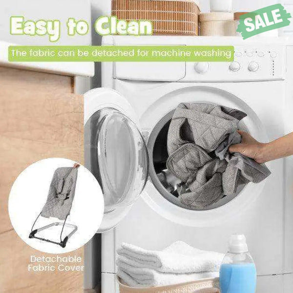 Baby Bouncer Seat with Aluminum and Metal Frame-Light Gray Light Gray Baby Bouncer & Rocker