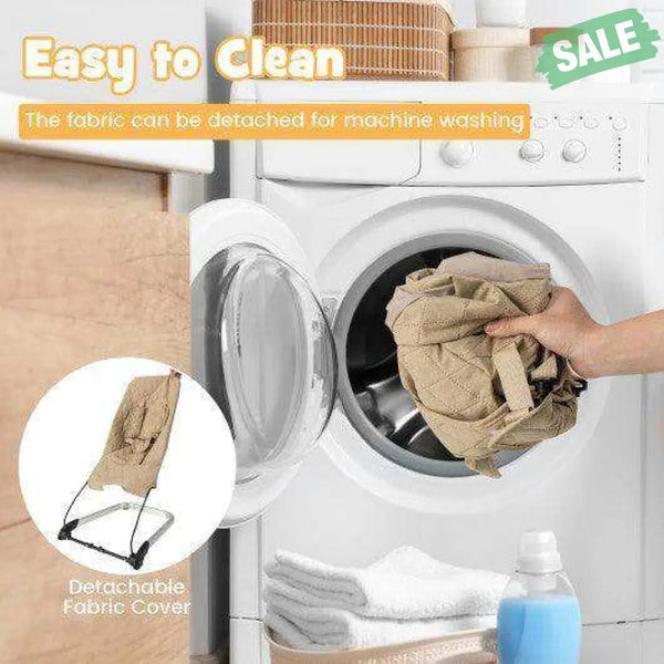 Baby Bouncer Seat with Aluminum and Metal Frame-Light Gray Light Gray Baby Bouncer & Rocker