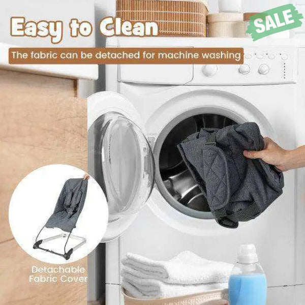 Baby Bouncer Seat with Aluminum and Metal Frame-Light Gray Light Gray Baby Bouncer & Rocker