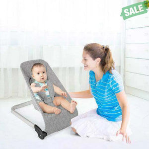 Baby Bouncer Seat with Aluminum and Metal Frame-Light Gray Light Gray Baby Bouncer & Rocker