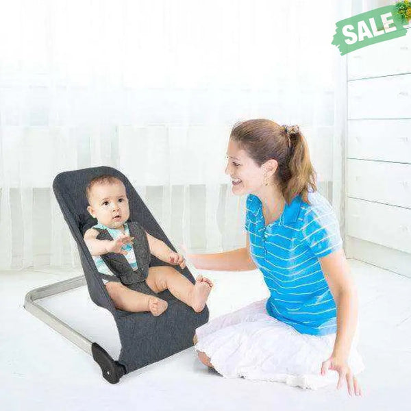 Baby Bouncer Seat with Aluminum and Metal Frame-Light Gray Light Gray Baby Bouncer & Rocker