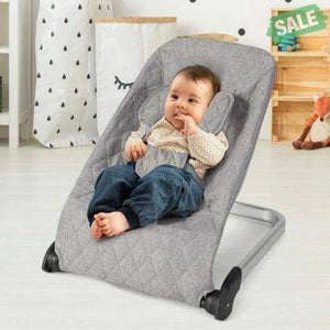 Baby Bouncer Seat with Aluminum and Metal Frame-Light Gray Light Gray Baby Bouncer & Rocker
