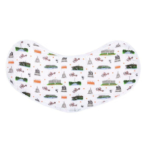 Gift Set: Washington D.C. Baby Muslin Swaddle Blanket and Burp Cloth/Bib Combo Baby Shower Essential for Newborn