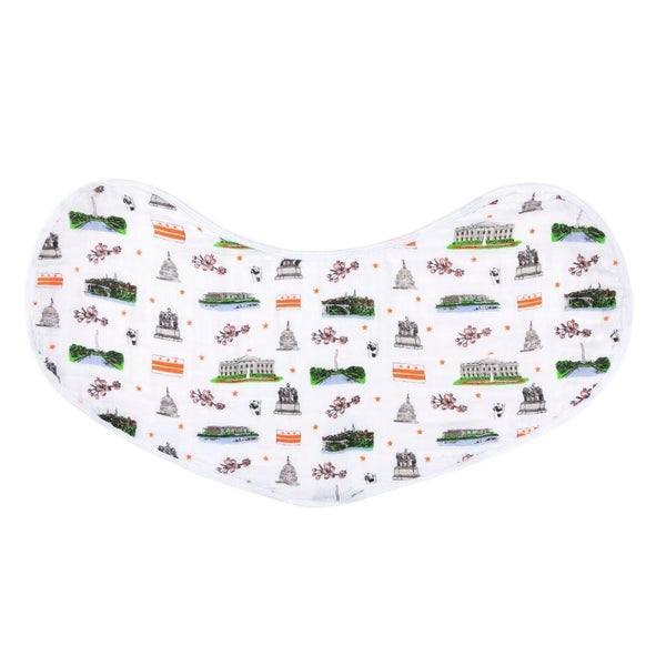 Gift Set: Washington D.C. Baby Muslin Swaddle Blanket and Burp Cloth/Bib Combo Baby Shower Essential for Newborn