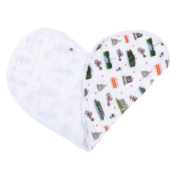 Gift Set: Washington D.C. Baby Muslin Swaddle Blanket and Burp Cloth/Bib Combo Baby Shower Essential for Newborn