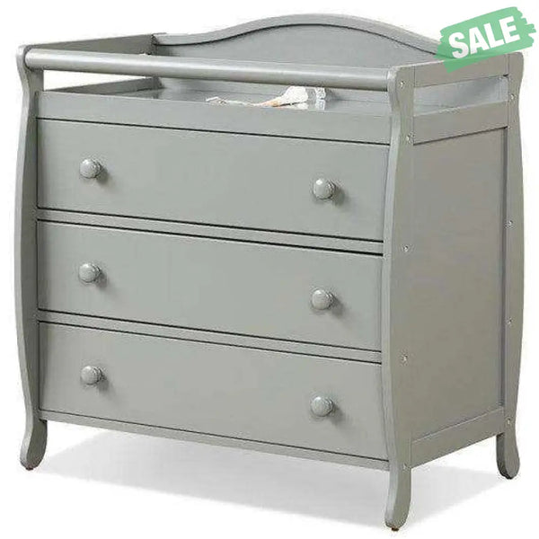 Baby Changing Table Infant Diaper with 3 Drawers and Safety Belt-Gray