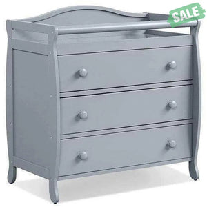 Baby Changing Table Infant Diaper with 3 Drawers and Safety Belt-Gray