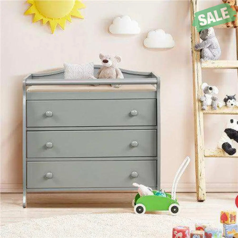 Baby Changing Table Infant Diaper with 3 Drawers and Safety Belt-Brown