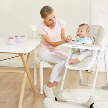Baby Convertible High Chair with Wheels-Beige High Chairs