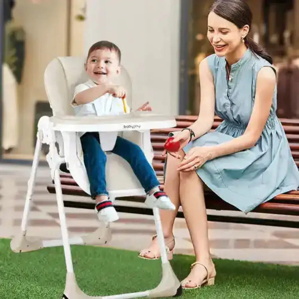 Baby Convertible High Chair with Wheels-Beige High Chairs