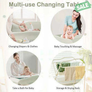 Baby Diaper Changing Table with Water Basin Wheel-Green