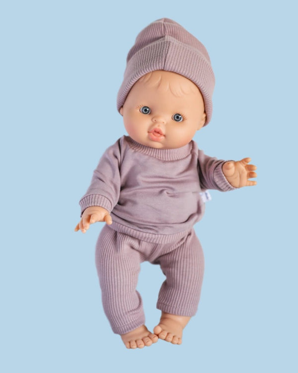 Doll Clothes | Doll Sweatshirt Set w/ Beanie - Lavender (11" & 13" dolls)