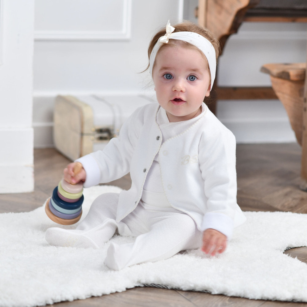 Bebe Sweeny Essentials | Girls Ivory Cardigan & Leggings Set (5) - MOOGCO Baby