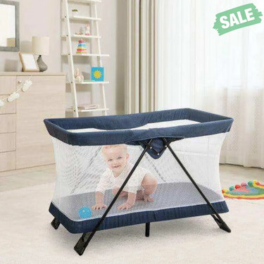 Baby Foldable Playpen with Removable Mattress and Washable Cover Baby Playpen & Playards