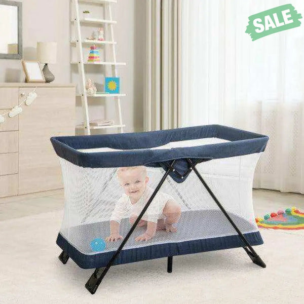 Baby Foldable Playpen with Removable Mattress and Washable Cover Baby Playpen & Playards