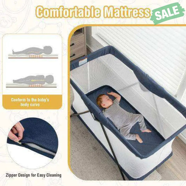 Baby Foldable Playpen with Removable Mattress and Washable Cover Baby Playpen & Playards