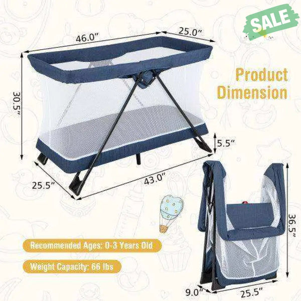 Baby Foldable Playpen with Removable Mattress and Washable Cover Baby Playpen & Playards