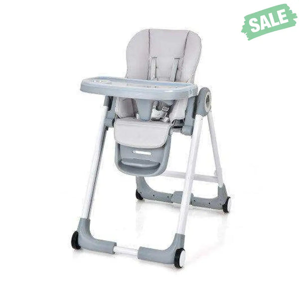Baby Folding Convertible High Chair with Wheels and Adjustable Height-Beige High Chairs