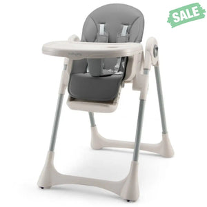 Baby Folding High Chair Dining Chair with Adjustable Height and Footrest-Gray High Chairs