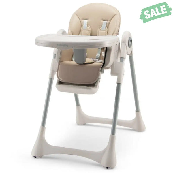 Baby Folding High Chair Dining Chair with Adjustable Height and Footrest-Gray High Chairs