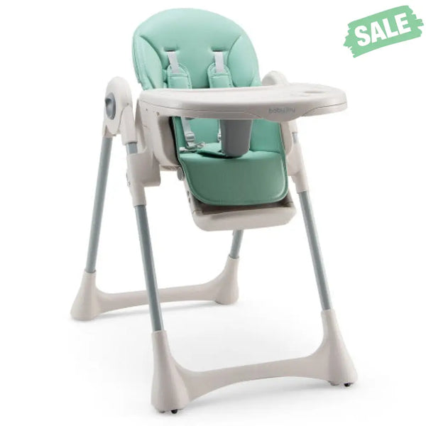 Baby Folding High Chair Dining Chair with Adjustable Height and Footrest-Gray High Chairs