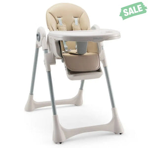 Baby Folding High Chair Dining Chair with Adjustable Height and Footrest-Gray High Chairs