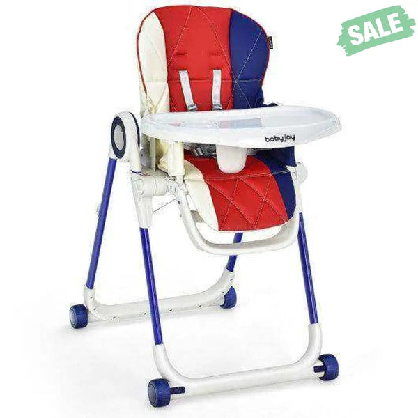 Baby High Chair Foldable Feeding Chair with 4 Lockable Wheels-Black Black High Chairs