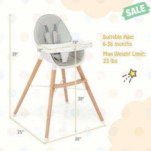 Baby High Chair with Dishwasher Safe Tray-Beige Beige High Chairs