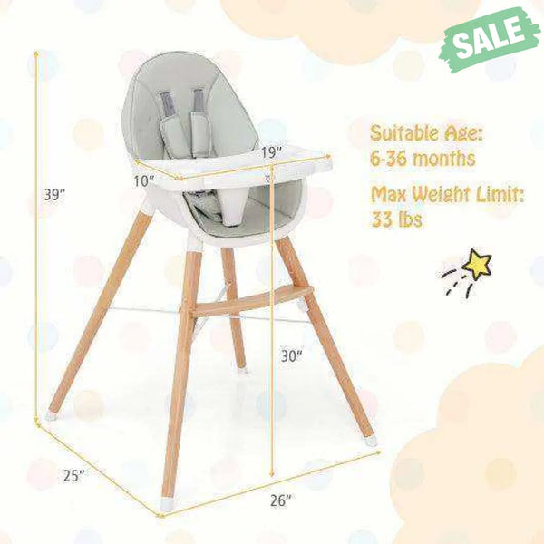 Baby High Chair with Dishwasher Safe Tray-Beige Beige High Chairs