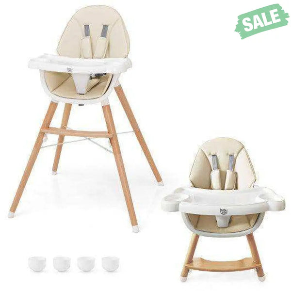 Baby High Chair with Dishwasher Safe Tray-Beige Beige High Chairs