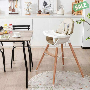 Baby High Chair with Dishwasher Safe Tray-Beige Beige High Chairs