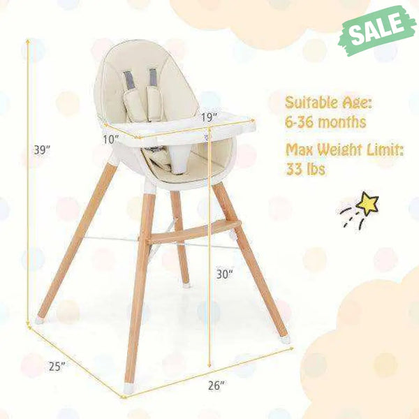 Baby High Chair with Dishwasher Safe Tray-Beige Beige High Chairs