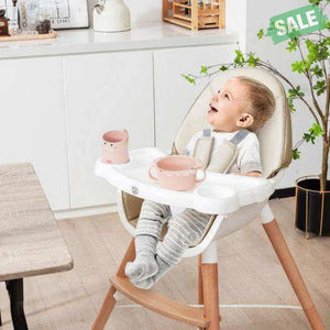 Baby High Chair with Dishwasher Safe Tray-Beige Beige High Chairs