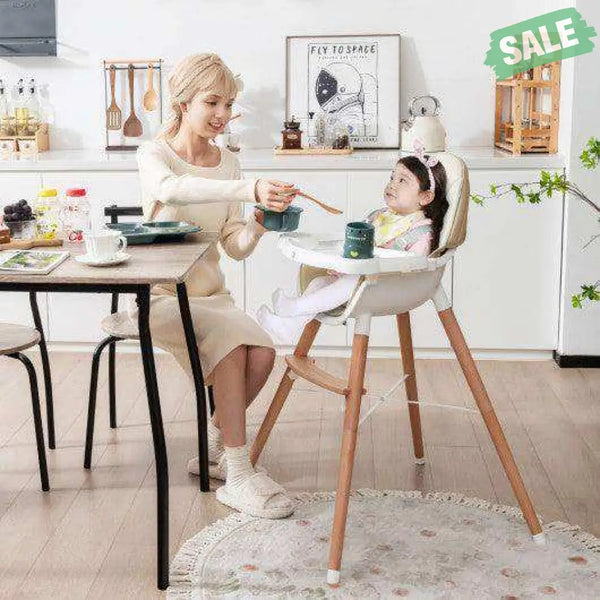 Baby High Chair with Dishwasher Safe Tray-Beige Beige High Chairs