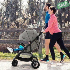 Baby Jogging Stroller with Adjustable Canopy for Newborn-Black Black Baby Strollers