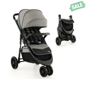 Baby Jogging Stroller with Adjustable Canopy for Newborn-Black Black Baby Strollers