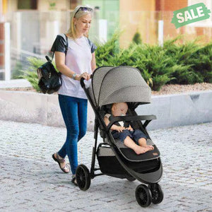 Baby Jogging Stroller with Adjustable Canopy for Newborn-Gray